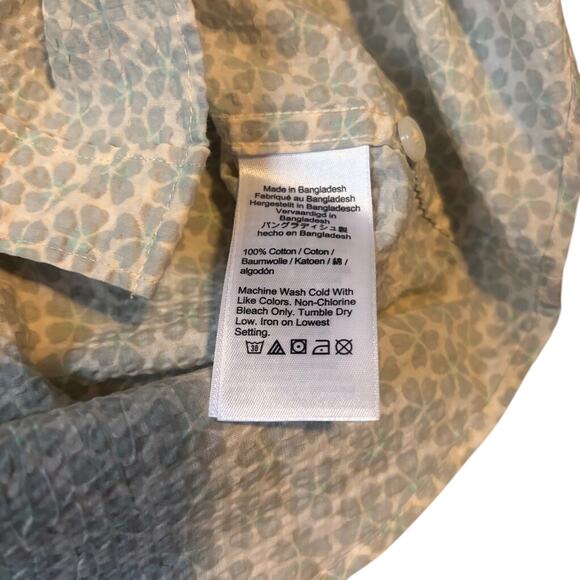 NWT J.Crew XL Seersucker Short Sleeve Button-Up Shirt Cream Print - Picture 5 of 6